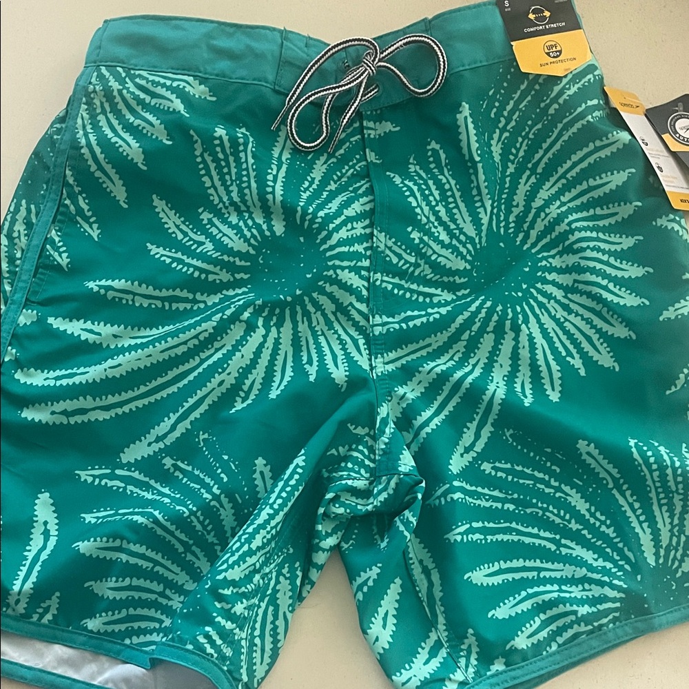 Speedo Teal and Light Teal Burst Swim Board Shorts